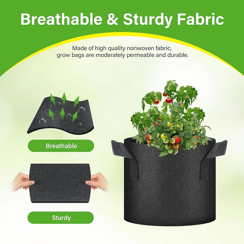 HealSmart 6-Pack 3 Gallon Nonwoven Grow Bags, Aeration Fabric Pots with Handles, Suitable for Garden Fruits, Vegetables and Flowers, Black - Image 3